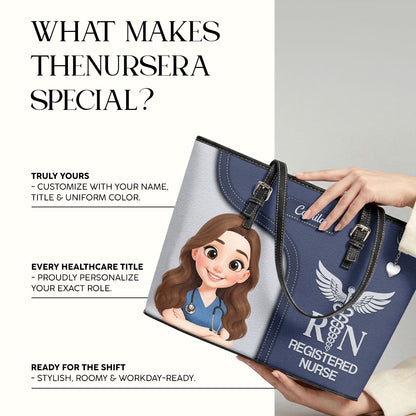 Nurse Bright Spirit - Personalized Custom Nurse Leather Tote Bag