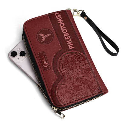Seamless Pattern Nurse - Personalized Nurse Leather Long Wallet