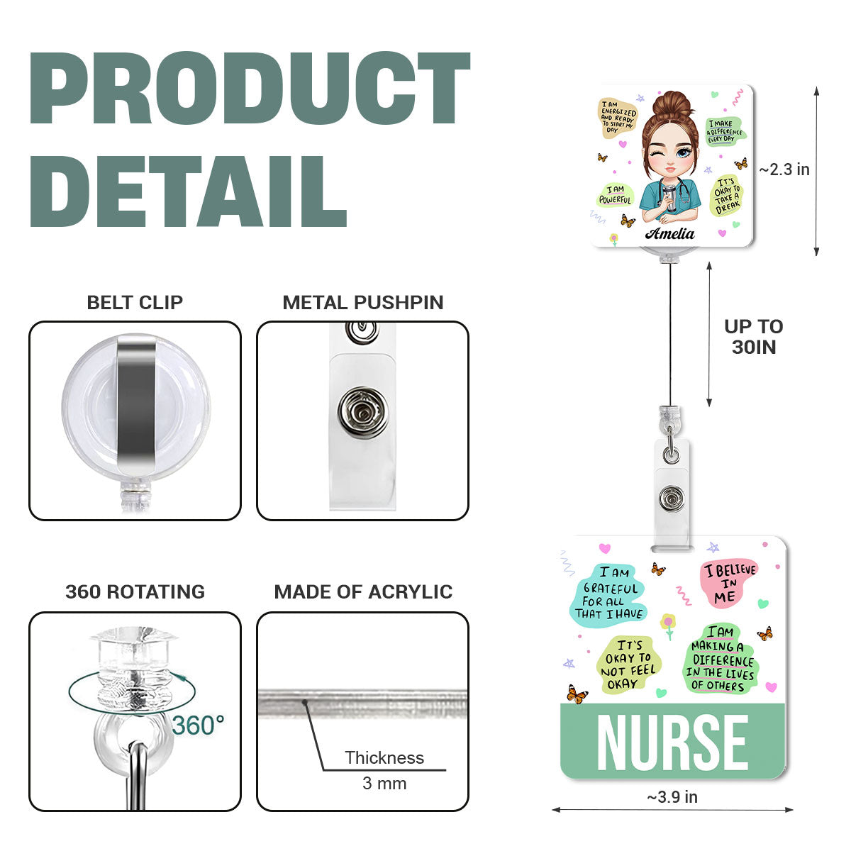 Affirmation Nurse - Personalized Nurse Badge Reel & Buddy Set