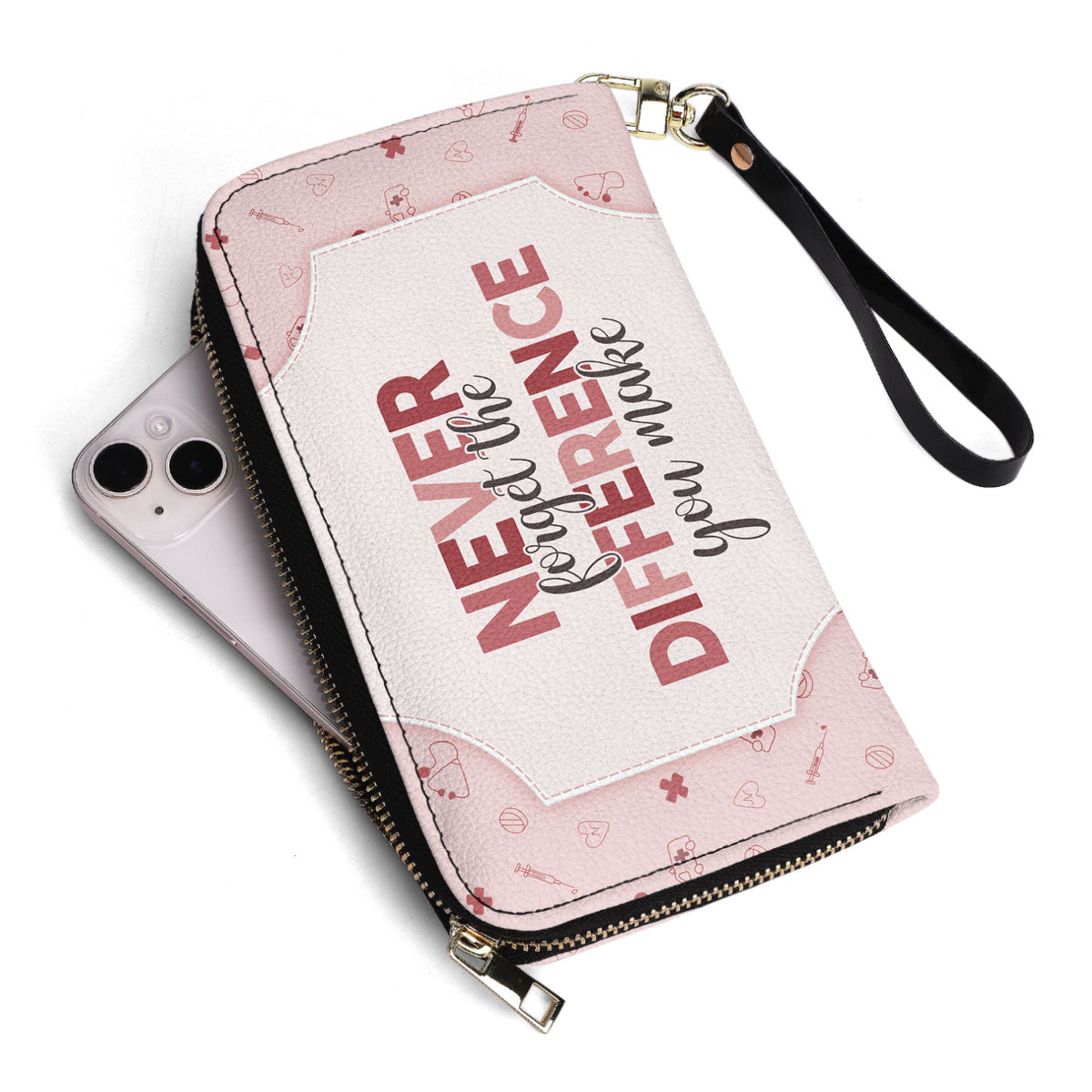 The Difference You Make - Personalized Nurse Leather Clutch Purse