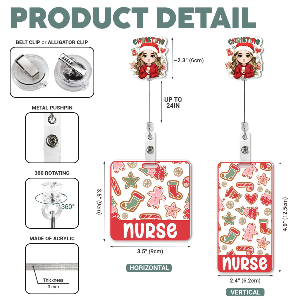 Silent Night - Personalized Nurse Badge Reel & Buddy Set