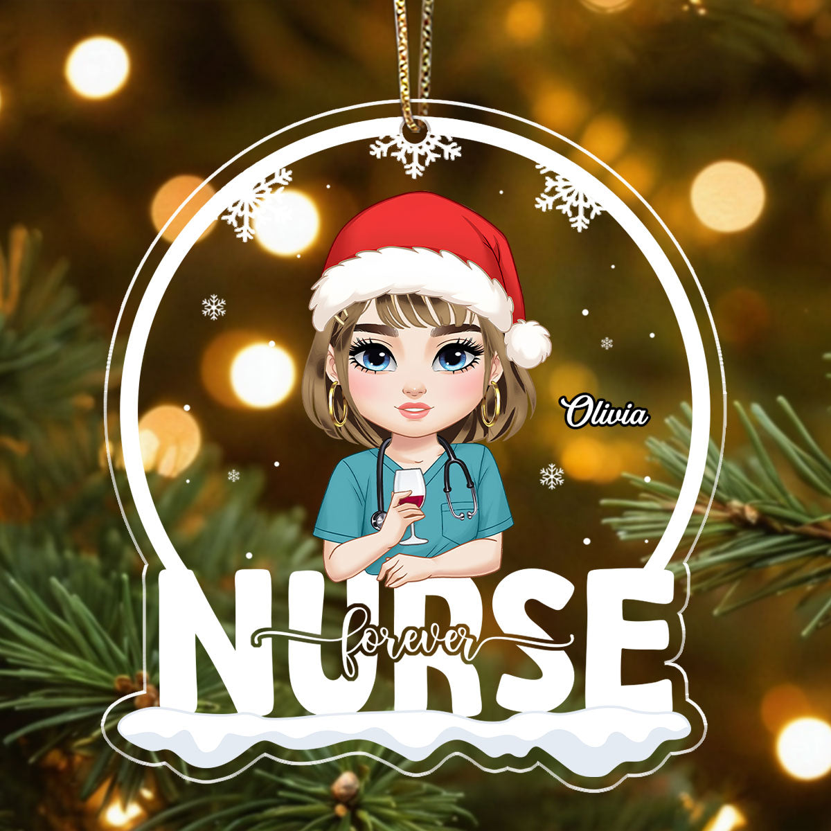 Snow Globe Nurse - Personalized Nurse Acrylic Ornament