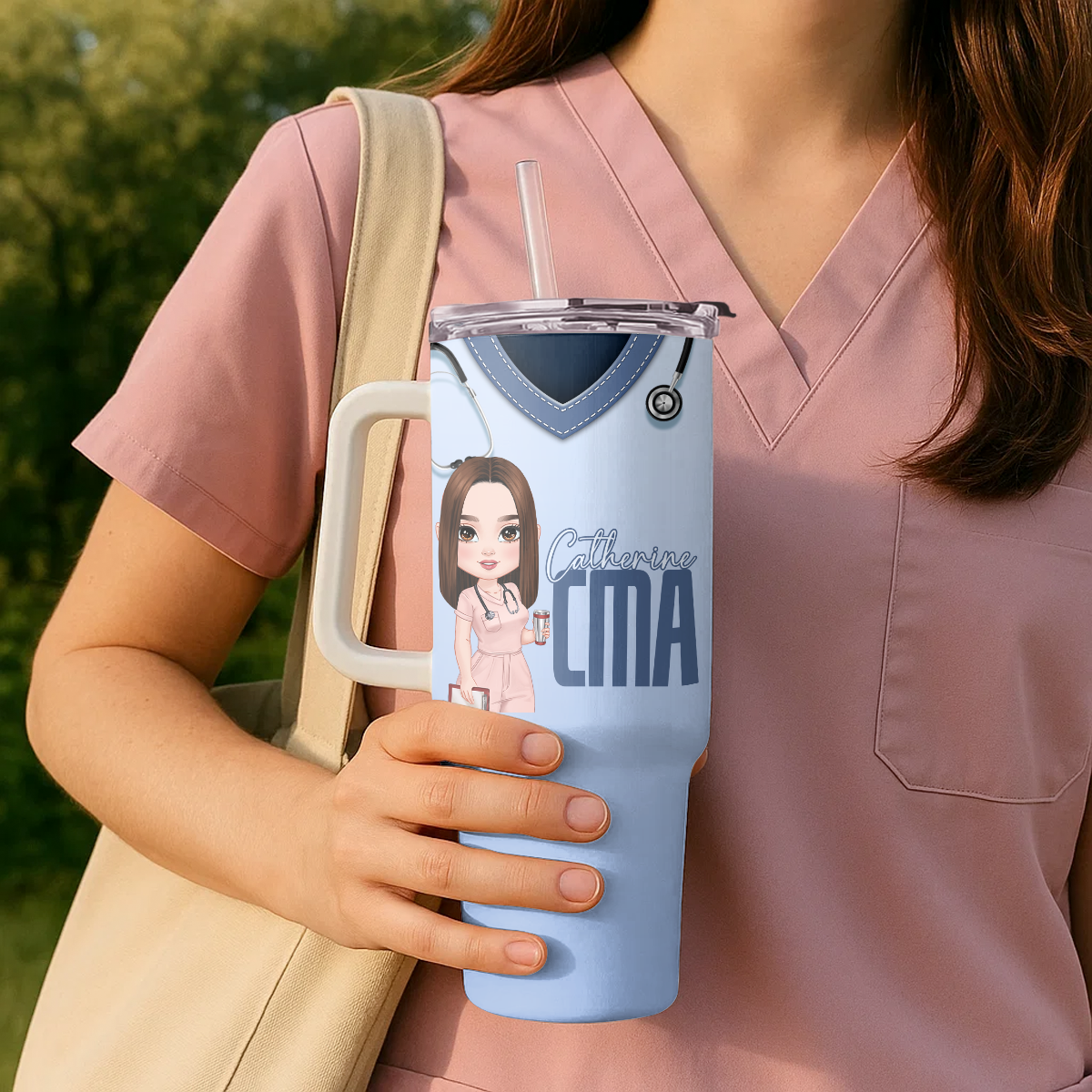 Scrub Awesome Life - Personalized Nurse 40oz Tumbler With Handle