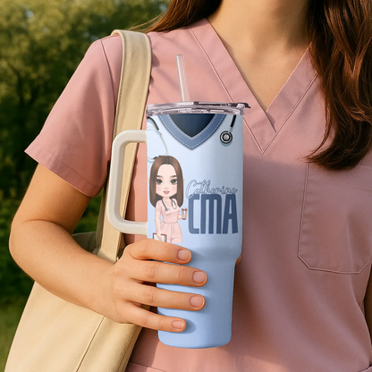 Scrub Awesome Life - Personalized Nurse 40oz Tumbler With Handle