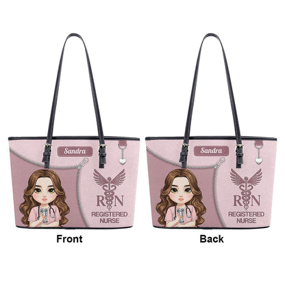 Lovely Nurse Style - Personalized Custom Nurse Leather Tote Bag