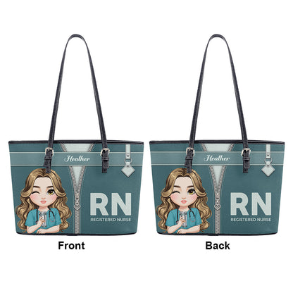 As A Nurse - Personalized Custom Nurse Leather Tote Bag