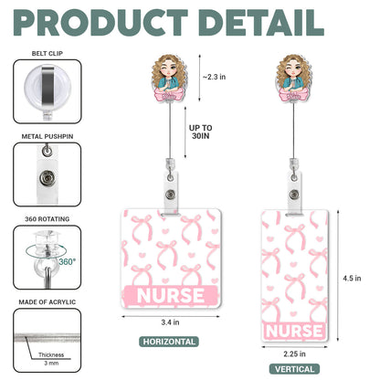 Bow Nurse - Personalized Nurse Badge Reel & Buddy Set