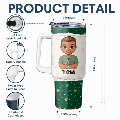 Sparkle Holiday - Personalized Nurse 40oz Tumbler With Handle