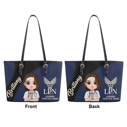 Charming Nurse - Personalized Custom Nurse Leather Tote Bag
