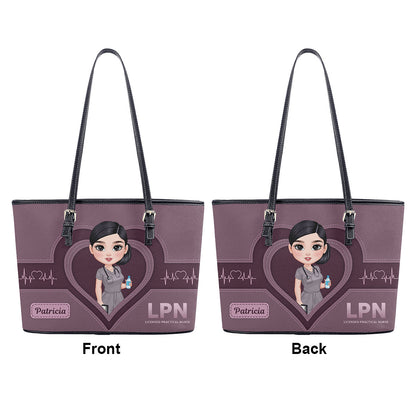 Nursing Scrub Life - Personalized Custom Nurse Leather Tote Bag