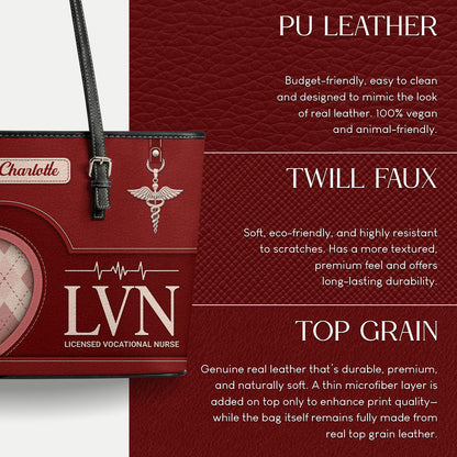Glowing Nurse Style - Personalized Custom Nurse Leather Tote Bag