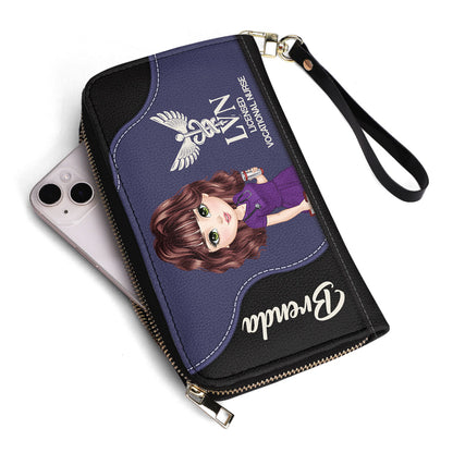 Nurse With Love - Personalized Nurse Leather Long Wallet