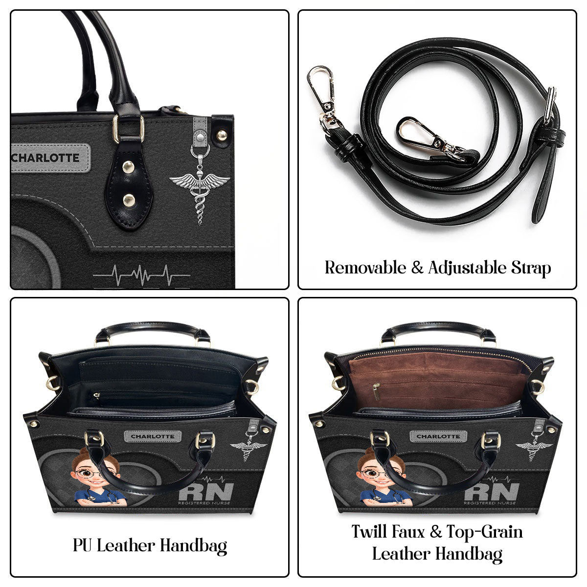 Delightful Nurse Style - Personalized Custom Leather Handbag