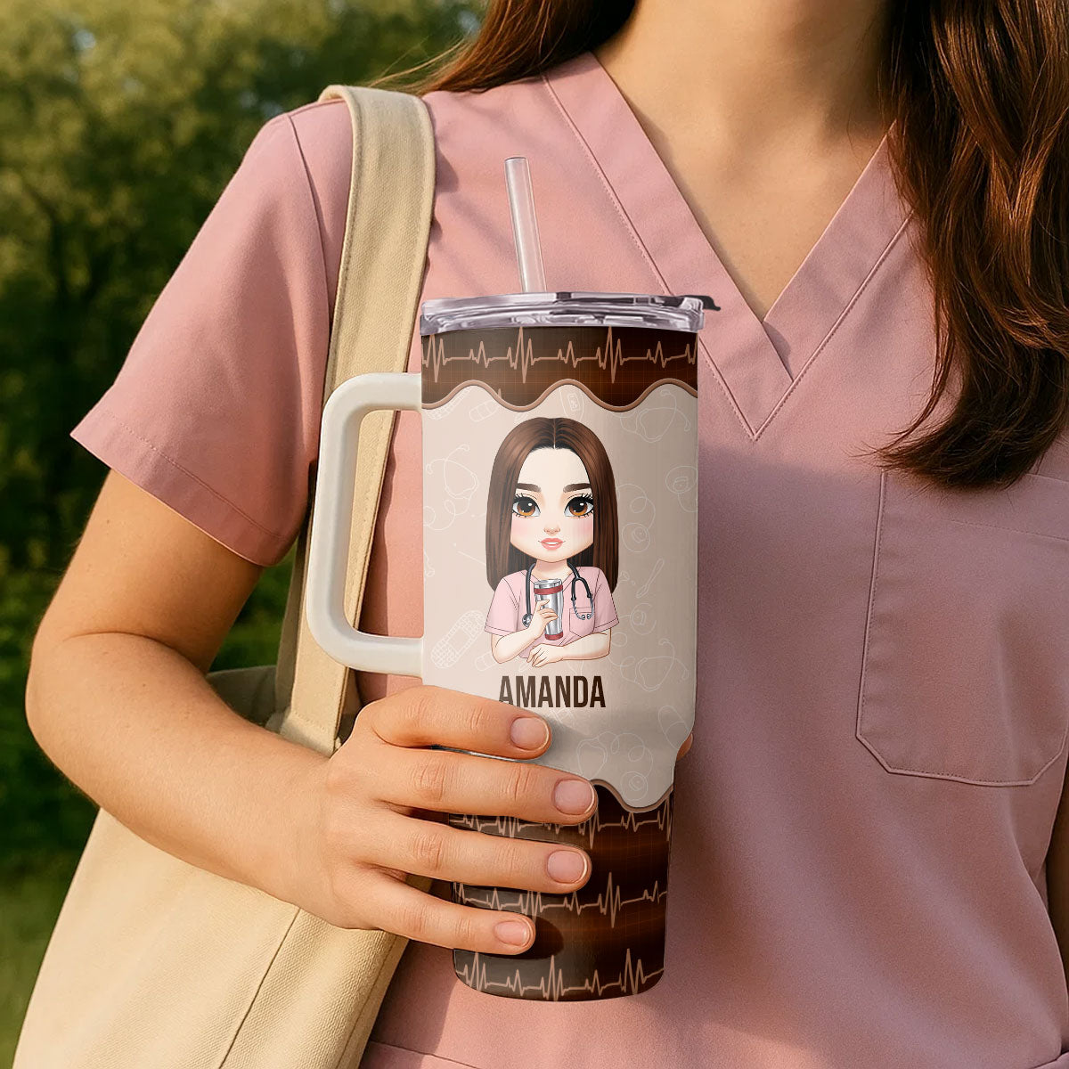 Nurse Nutrition Facts - Personalized Nurse 40oz Tumbler With Handle