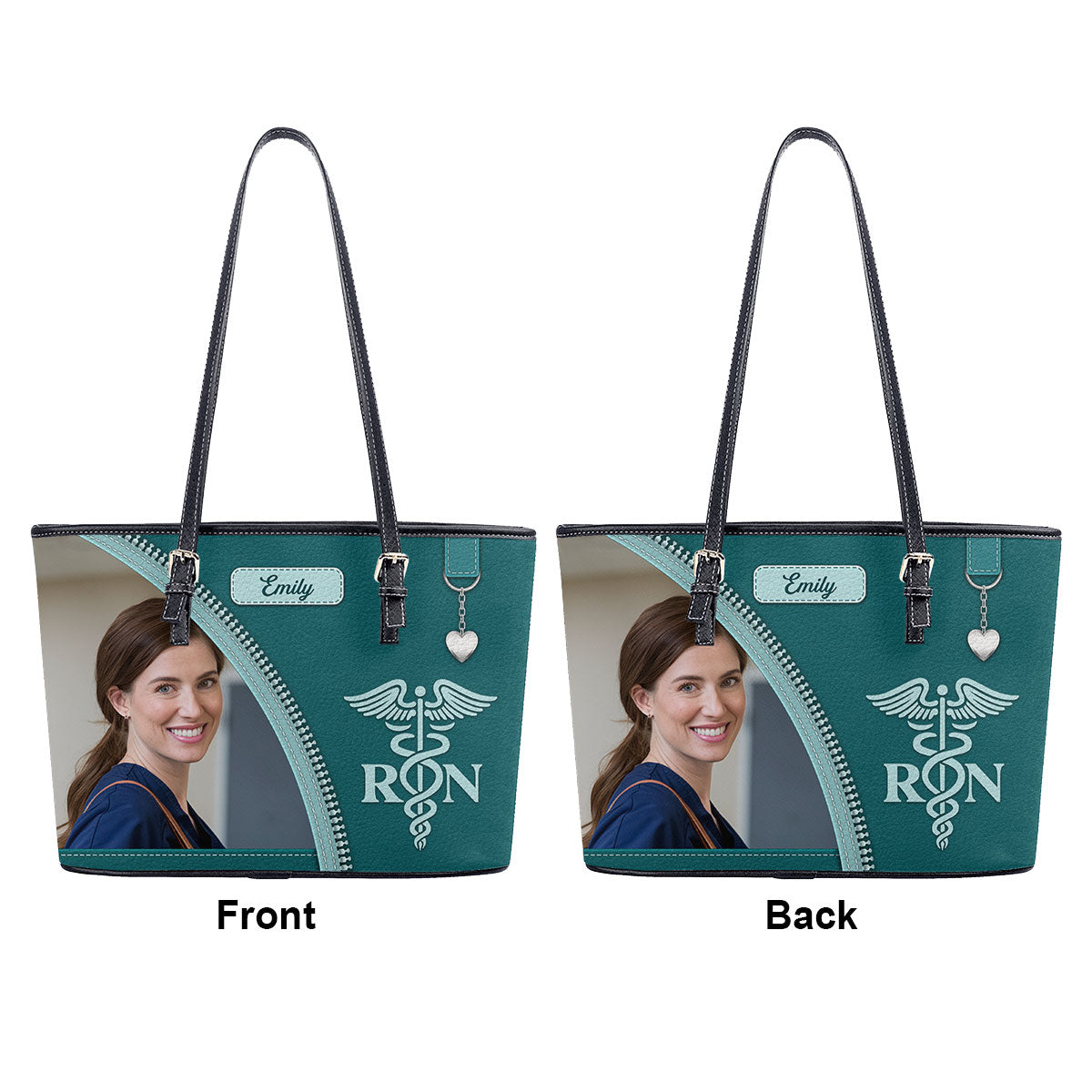 Simple Nurse Life Photo - Personalized Custom Nurse Leather Tote Bag