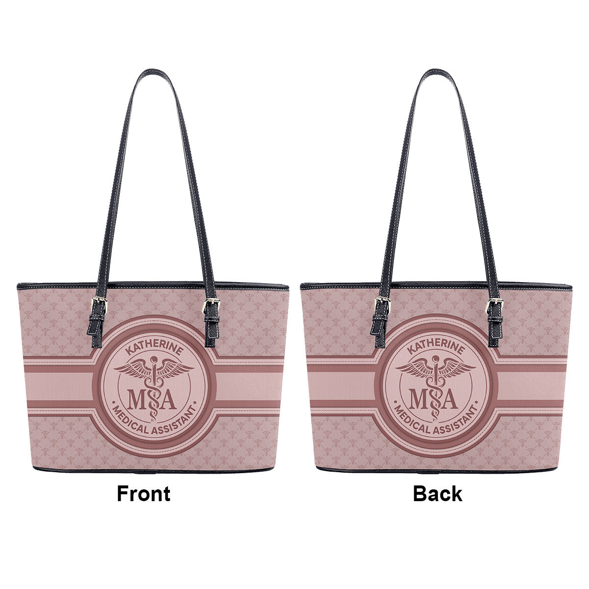 Nurse Monogram Style - Personalized Custom Nurse Leather Tote Bag