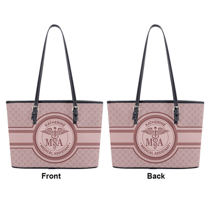 Nurse Monogram Style - Personalized Custom Nurse Leather Tote Bag