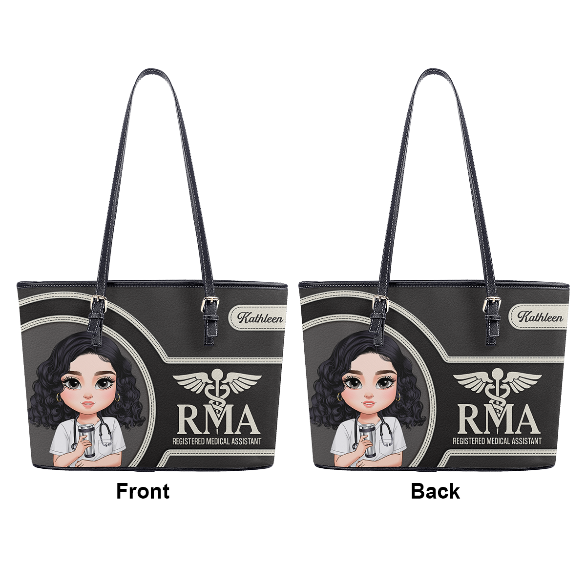 Worlds Best Nurse - Personalized Custom Nurse Leather Tote Bag
