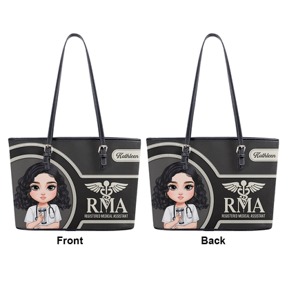 Worlds Best Nurse - Personalized Custom Nurse Leather Tote Bag