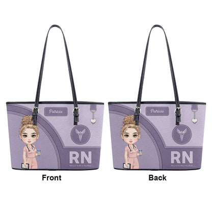 Gentle Nursing Professionals - Personalized Custom Nurse Leather Tote Bag