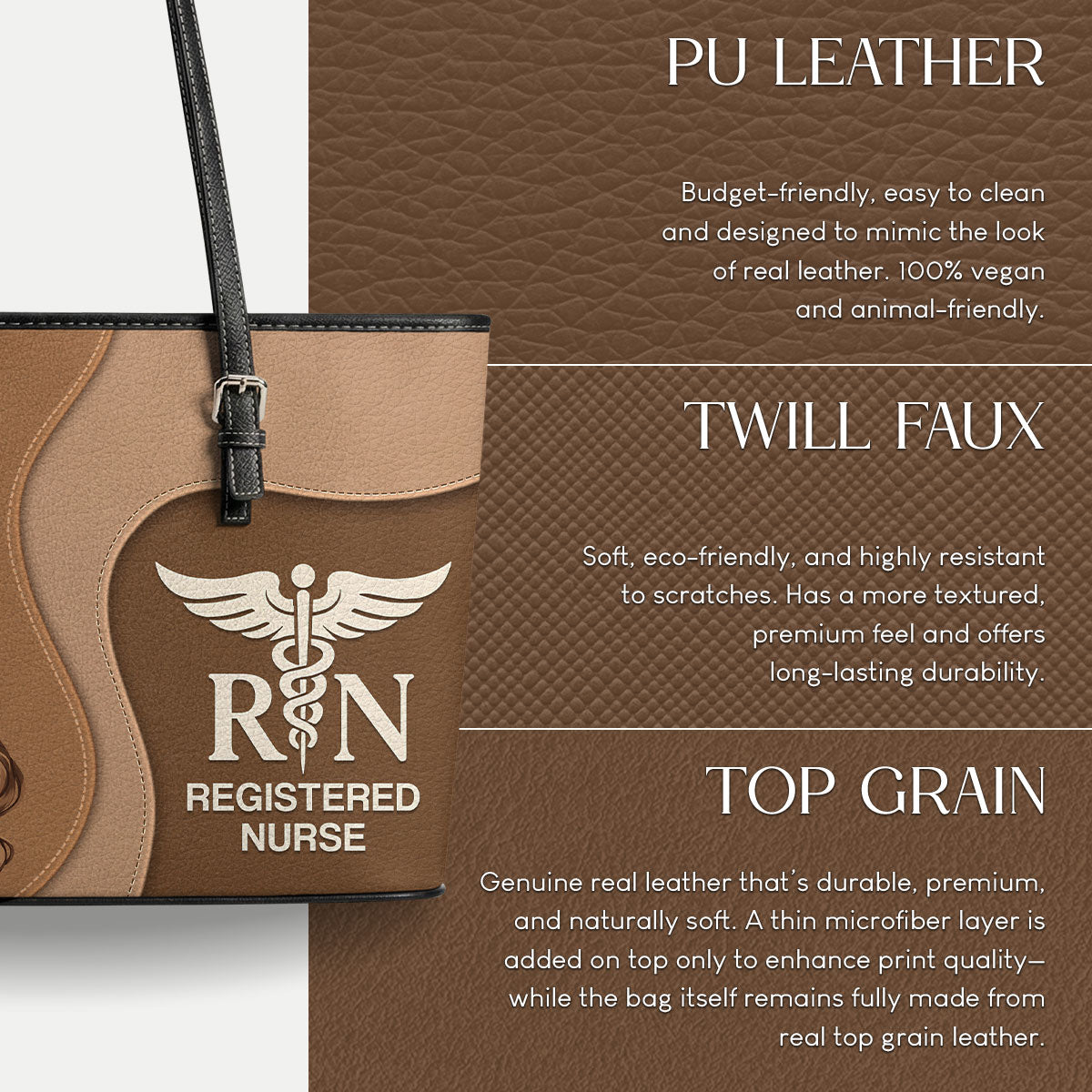 Nurse Timeless Style - Personalized Custom Nurse Leather Tote Bag