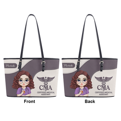 Passionate Nurse - Personalized Custom Nurse Leather Tote Bag
