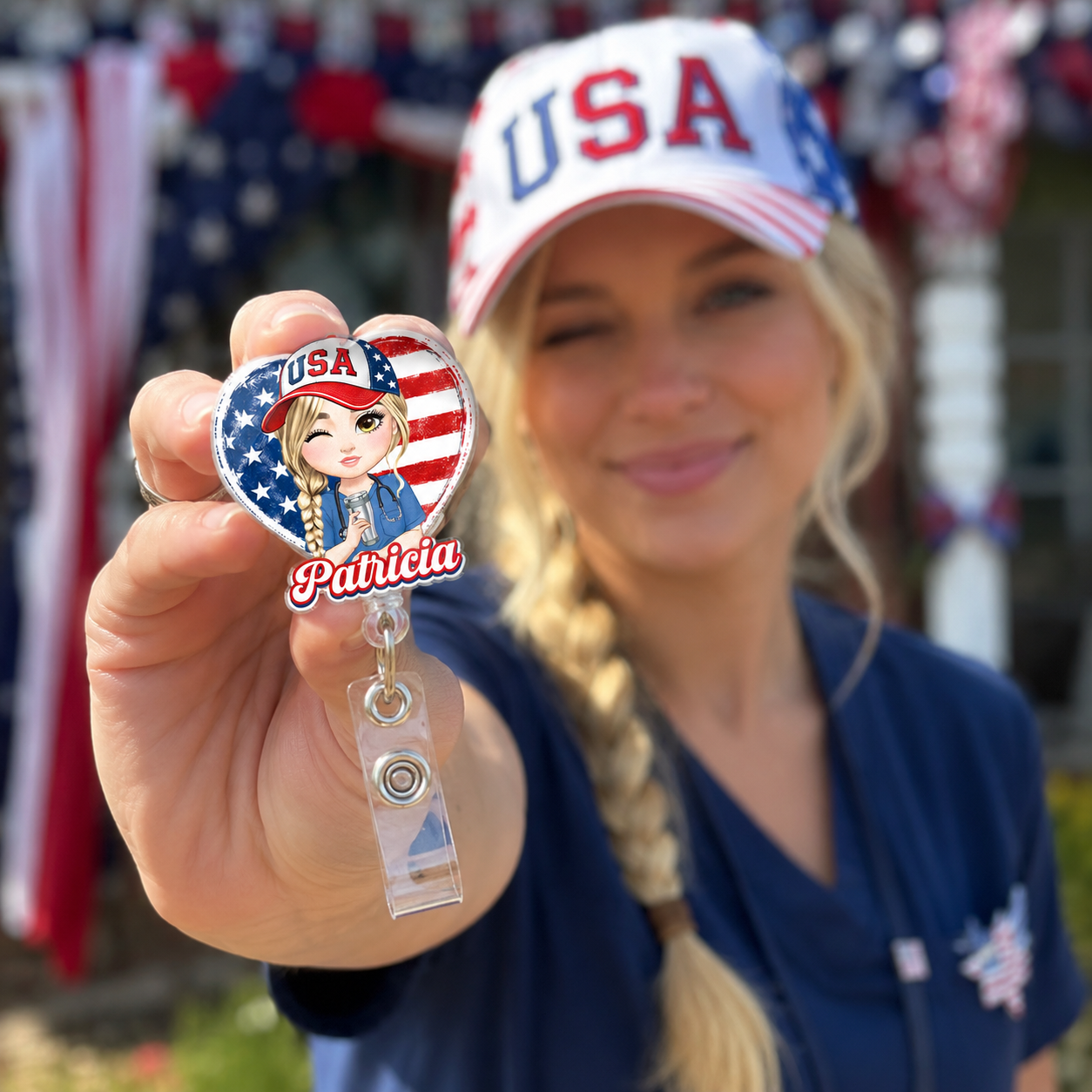 Patriotic Nurse Life - Personalized Nurse Badge Reel