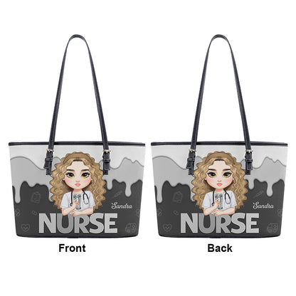 Super Hot Nurse - Personalized Custom Nurse Leather Tote Bag