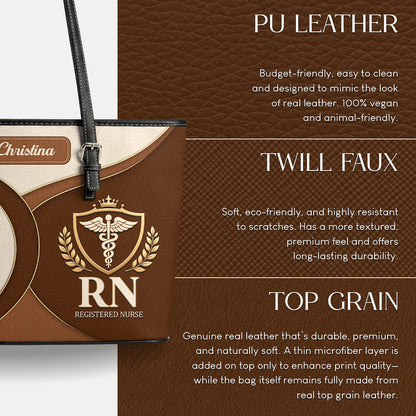 Nurse Logo - Personalized Custom Nurse Leather Tote Bag