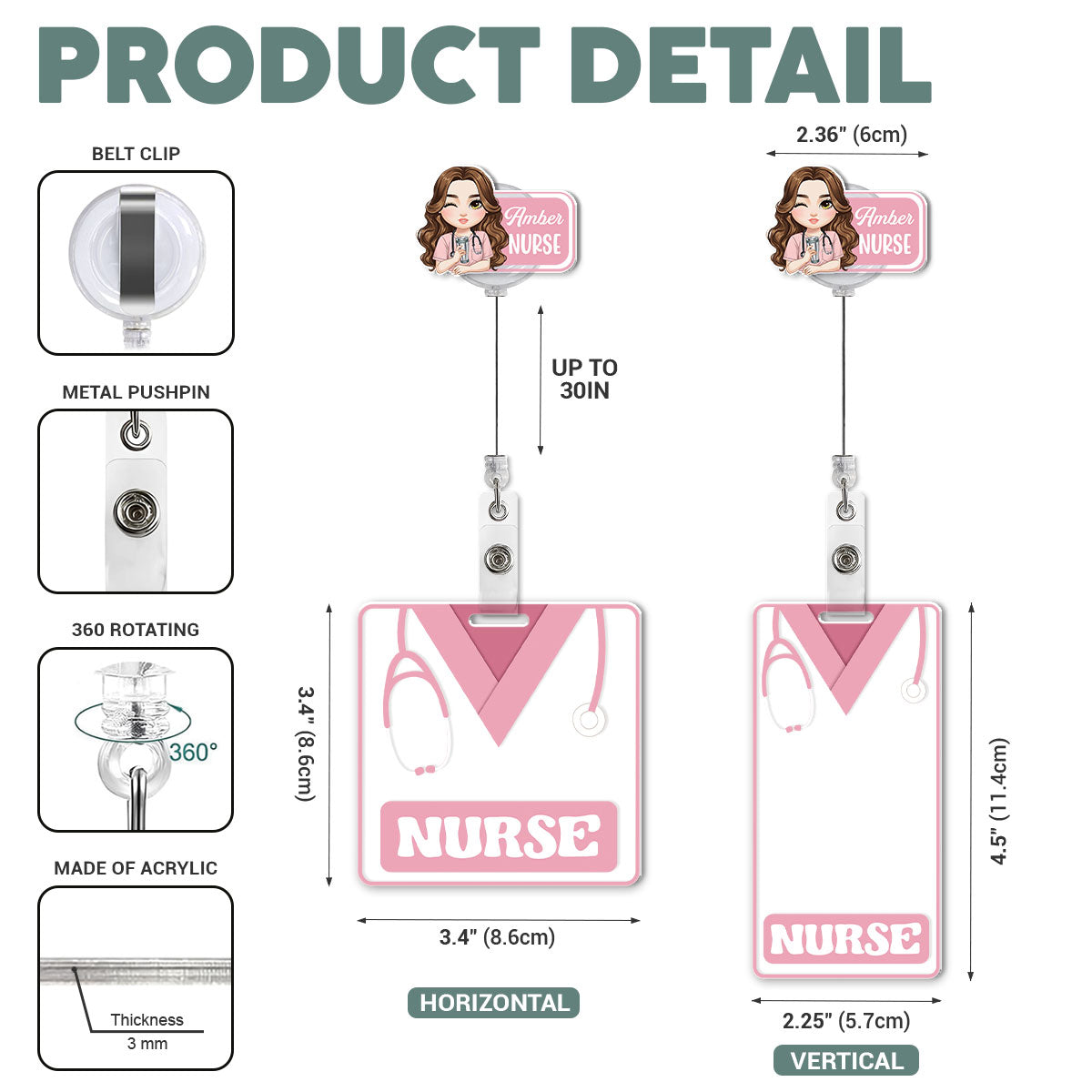 Basic Scrub - Personalized Nurse Badge Reel & Buddy Set
