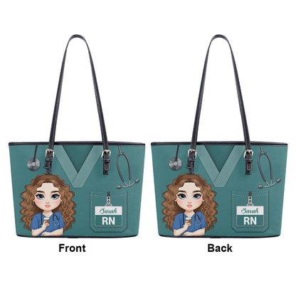 Nurse Perfect Scrub - Personalized Custom Nurse Leather Tote Bag