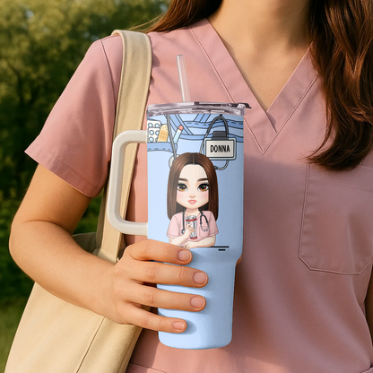 Heart Work - Personalized Nurse 40oz Tumbler With Handle