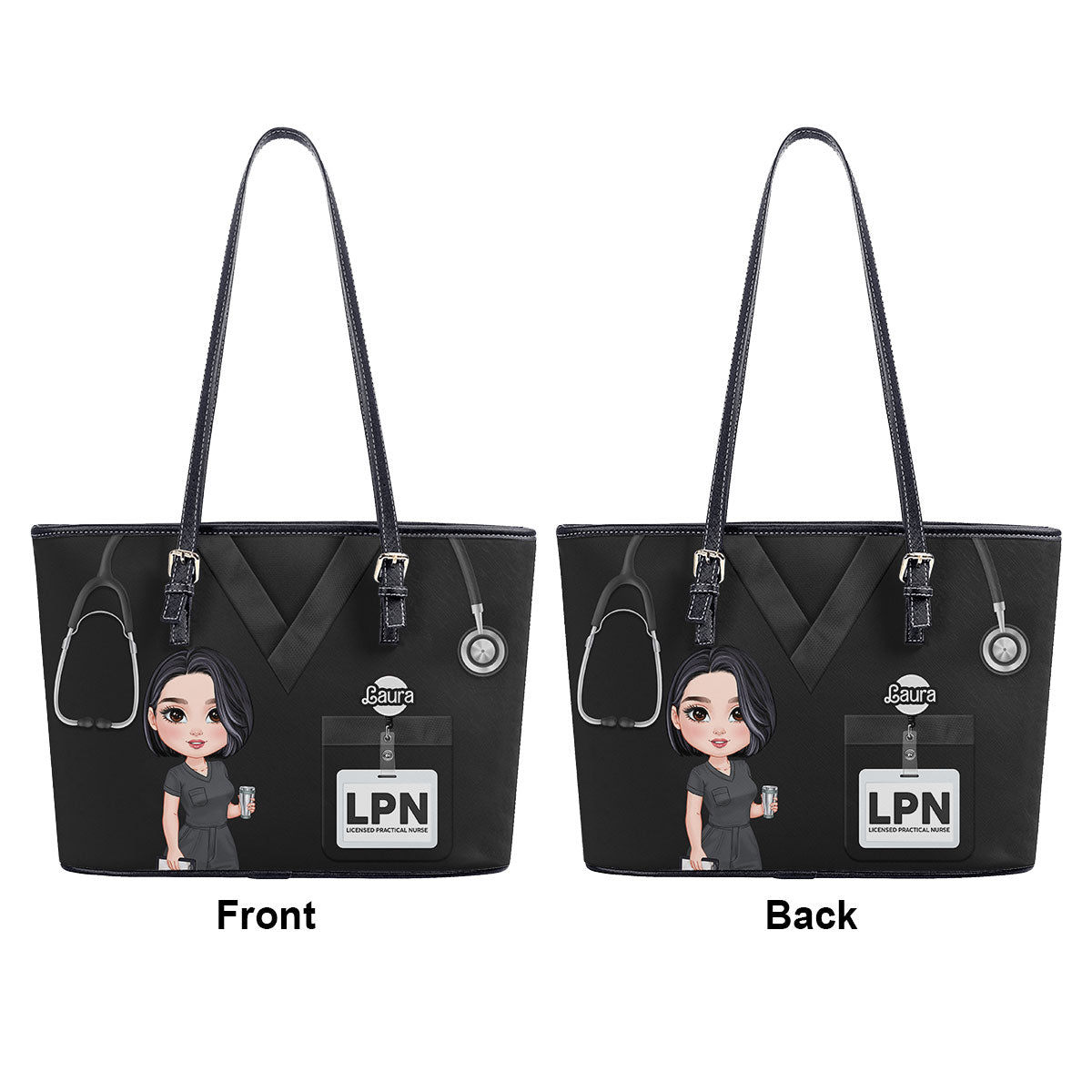 Real Nurse - Personalized Custom Nurse Leather Tote Bag
