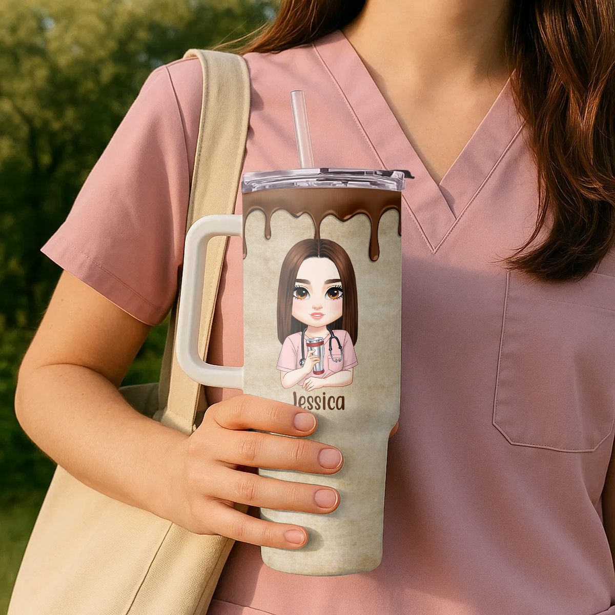 Coffee Nurse Life - Personalized Nurse 40oz Tumbler With Handle