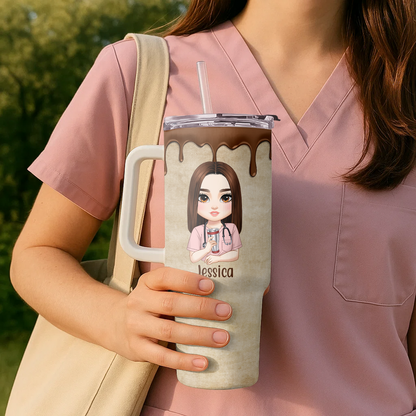Coffee Nurse Life - Personalized Nurse 40oz Tumbler With Handle