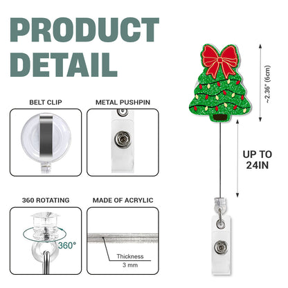 Christmas Tree Bow - Badge Reel for Nurses