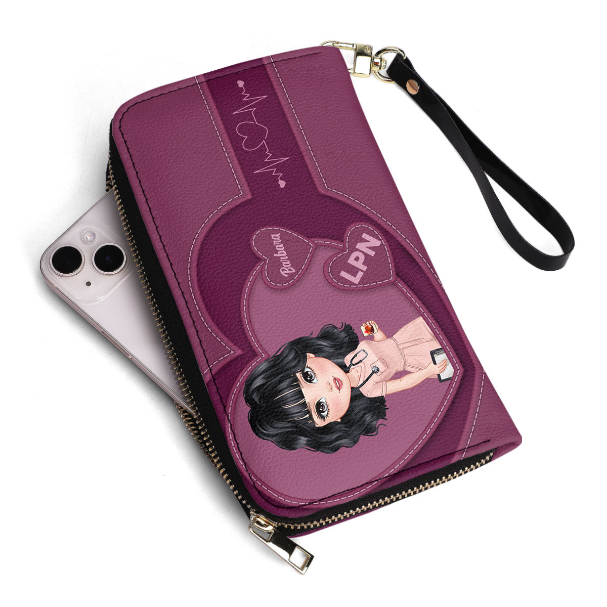 Sweet Nurse - Personalized Nurse Leather Long Wallet