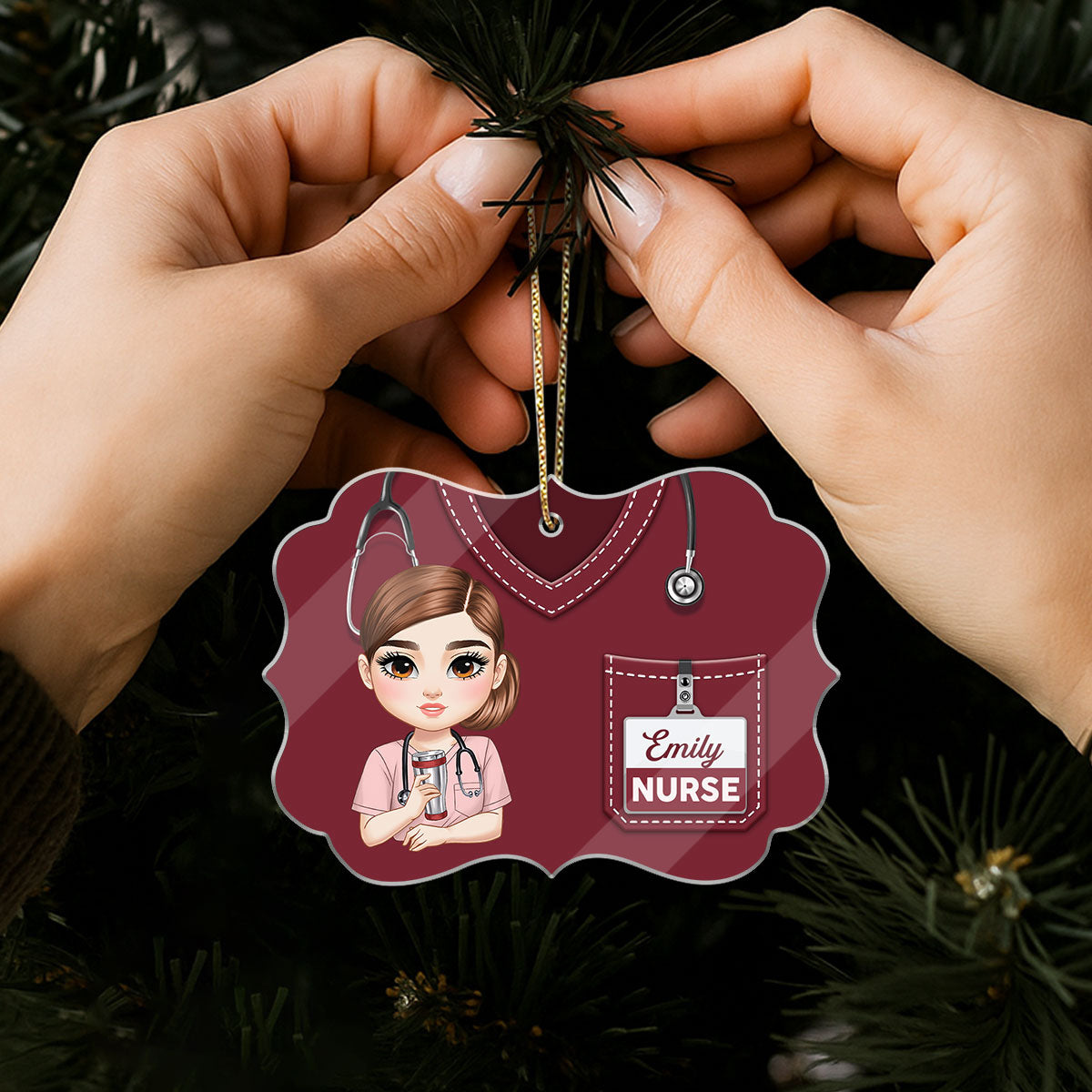 Sparkling Holiday Nurse - Personalized Nurse Acrylic Ornament