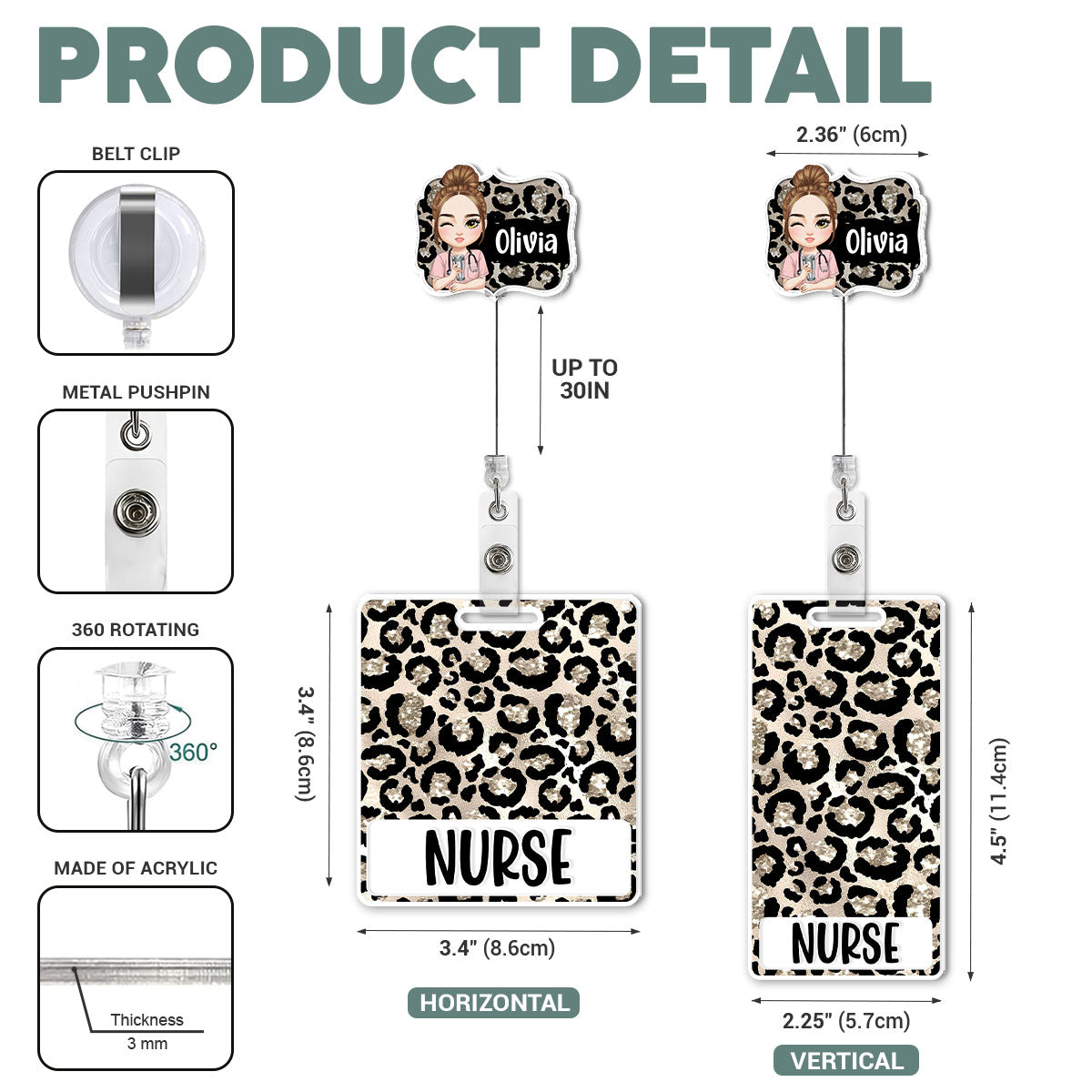 Leopard Vibe Nurse - Personalized Nurse Badge Reel & Buddy Set