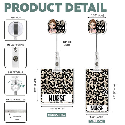 Leopard Vibe Nurse - Personalized Nurse Badge Reel & Buddy Set
