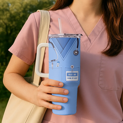 Living Scrub Life - Personalized Nurse 40oz Tumbler With Handle