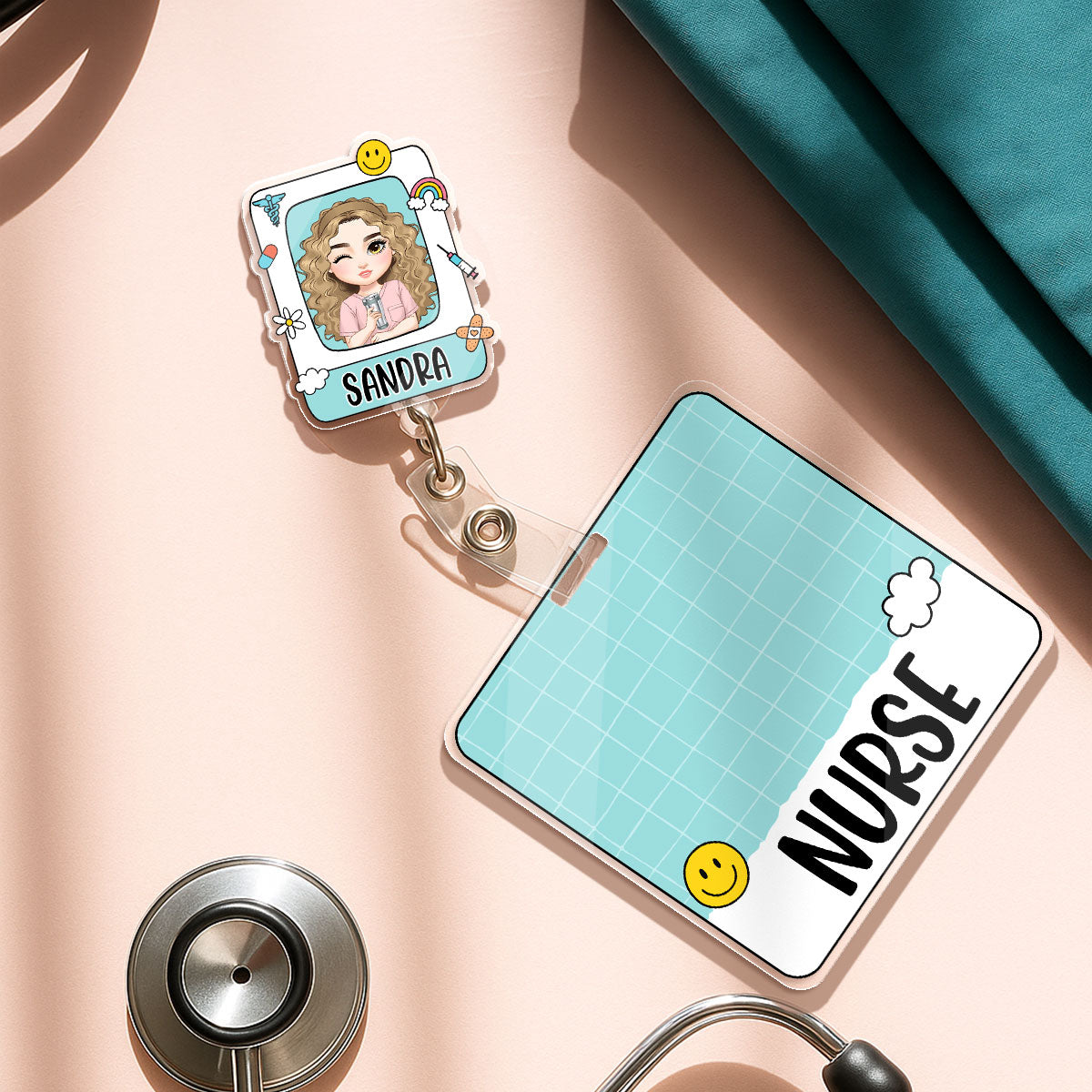 Cute Nurse - Personalized Nurse Badge Reel & Buddy Set