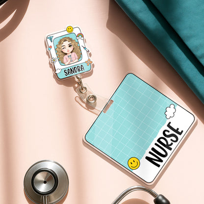 Cute Nurse - Personalized Nurse Badge Reel & Buddy Set