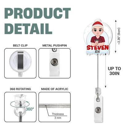 Snowy Nurse Style - Personalized Nurse Badge Reel