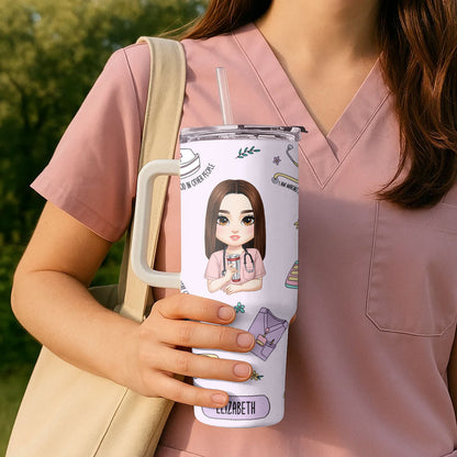 Nurse Life - Personalized Nurse 40oz Tumbler With Handle