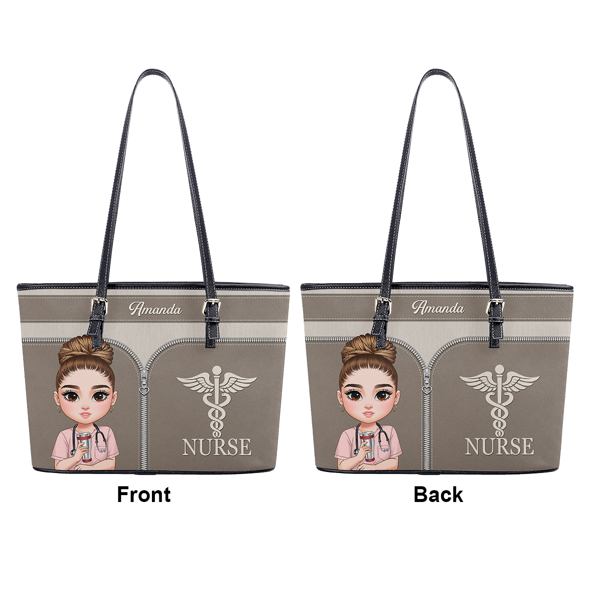 Nurse Graceful Soul - Personalized Custom Nurse Leather Tote Bag