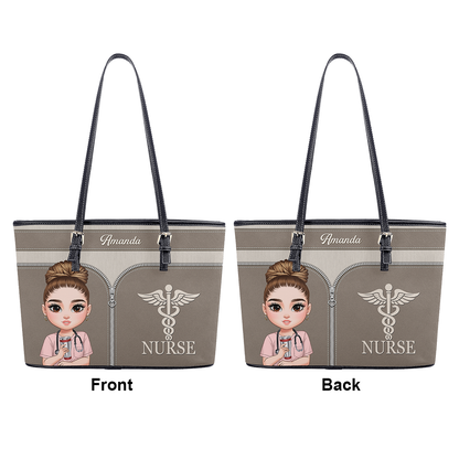 Nurse Graceful Soul - Personalized Custom Nurse Leather Tote Bag