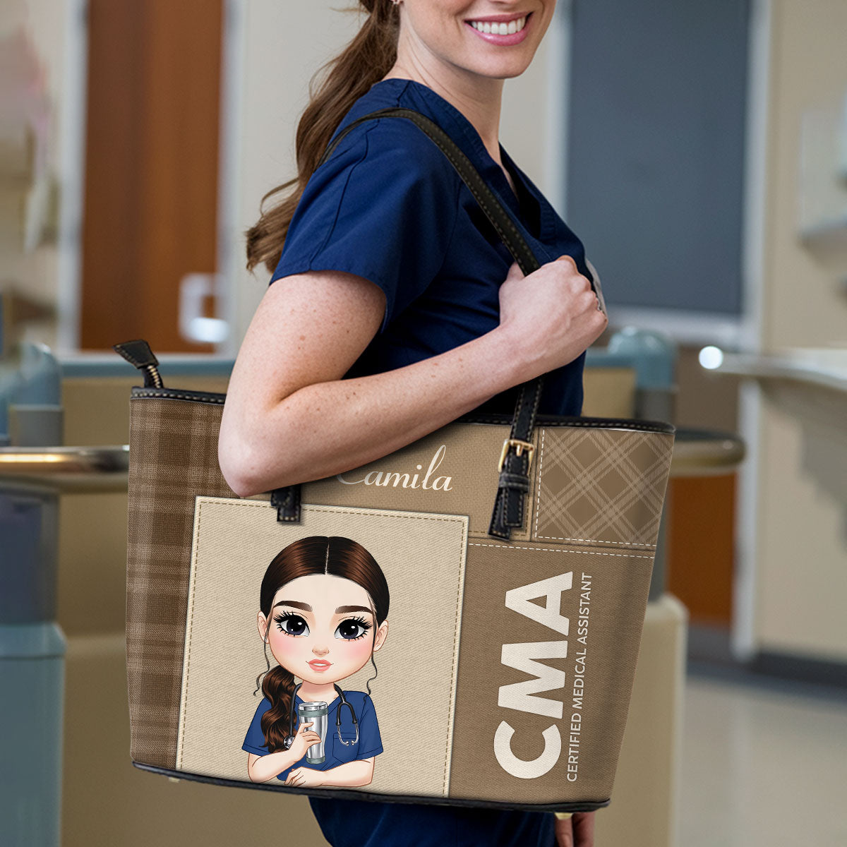 Flawless Nurse Style - Personalized Custom Nurse Leather Tote Bag