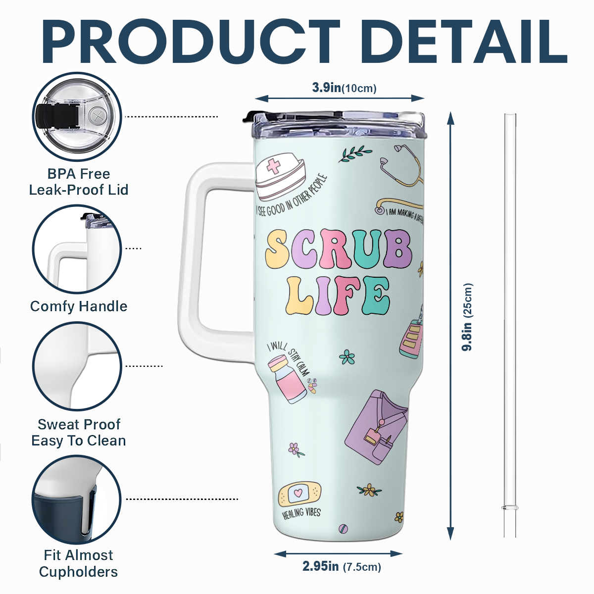 Scrub Life - Personalized Nurse 40oz Tumbler With Handle