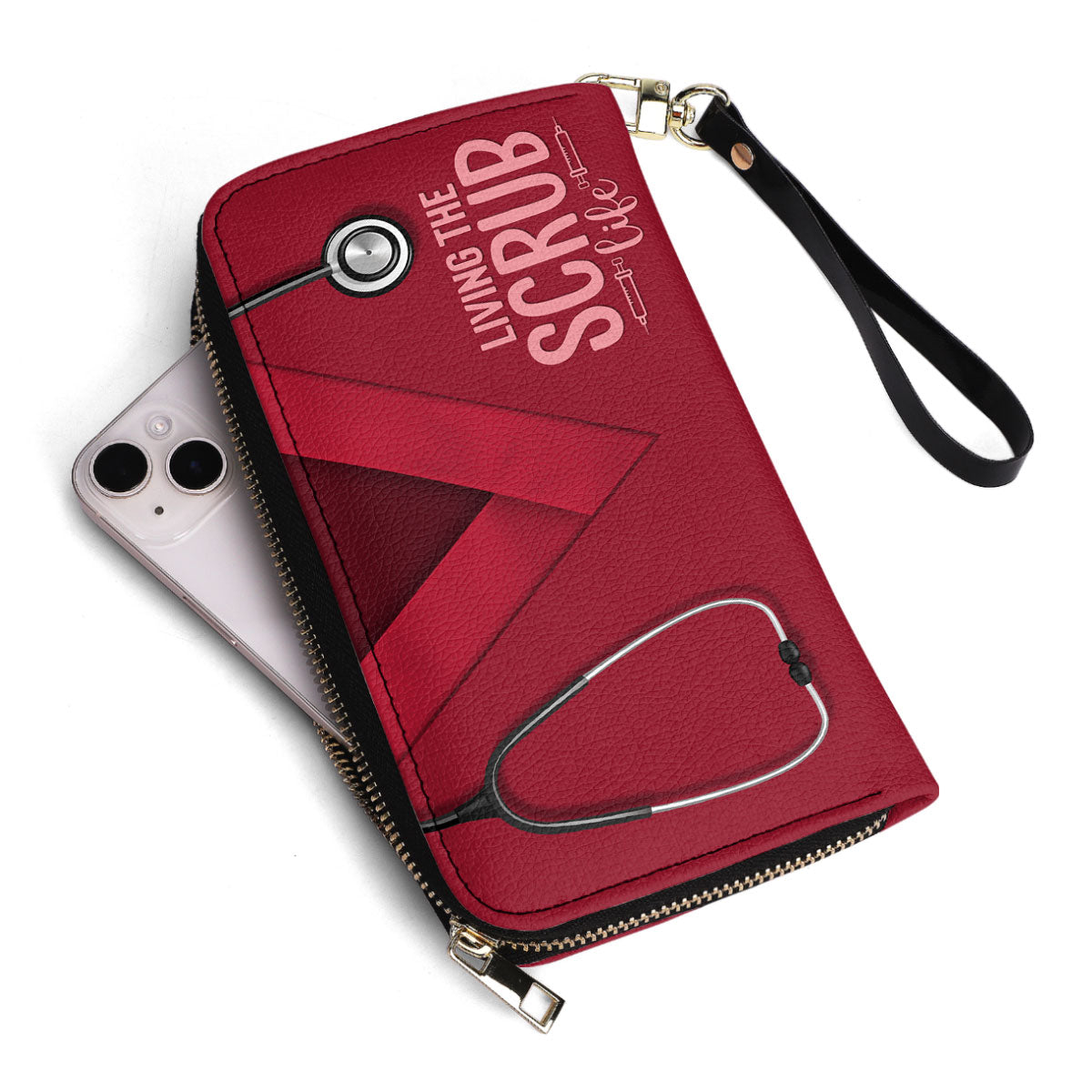 Scrub Love - Personalized Nurse Leather Clutch Purse